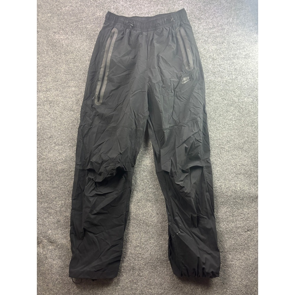 Nike Tech Essentials Woven Pants Mens Medium Tall Black Zipper Pockets Joggers